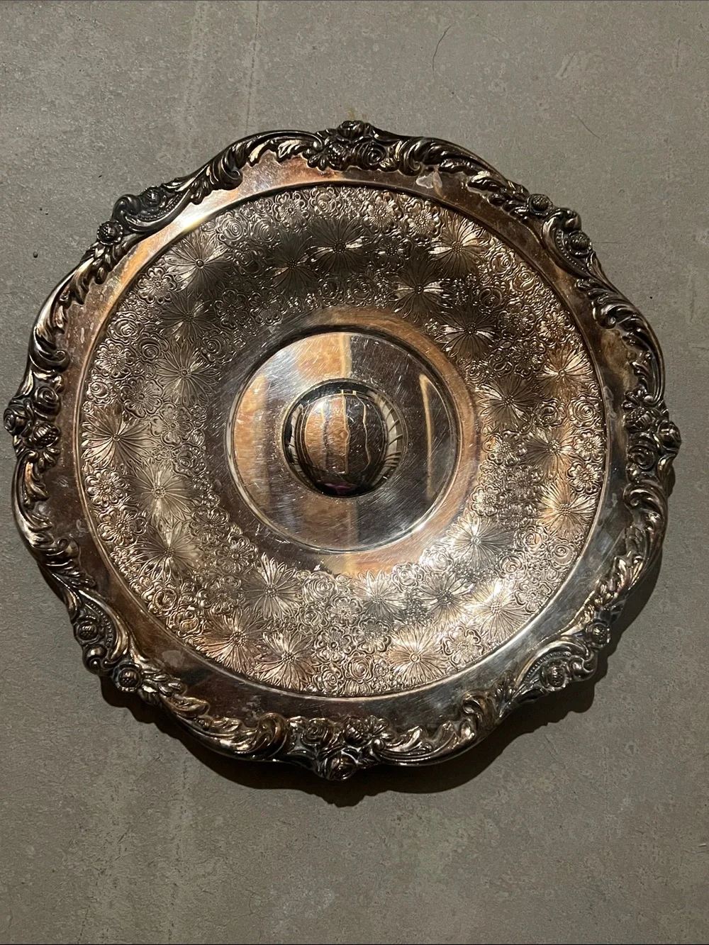 Ornate Silver Decorative Serving Platter - Classic Home Dining